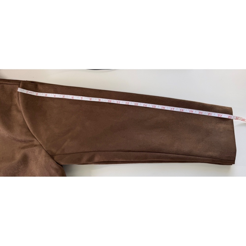 Steve Madden Womens Cropped Faux Suede Jacket Shaved Chocolat Brown DP32966F L - Picture 13 of 13